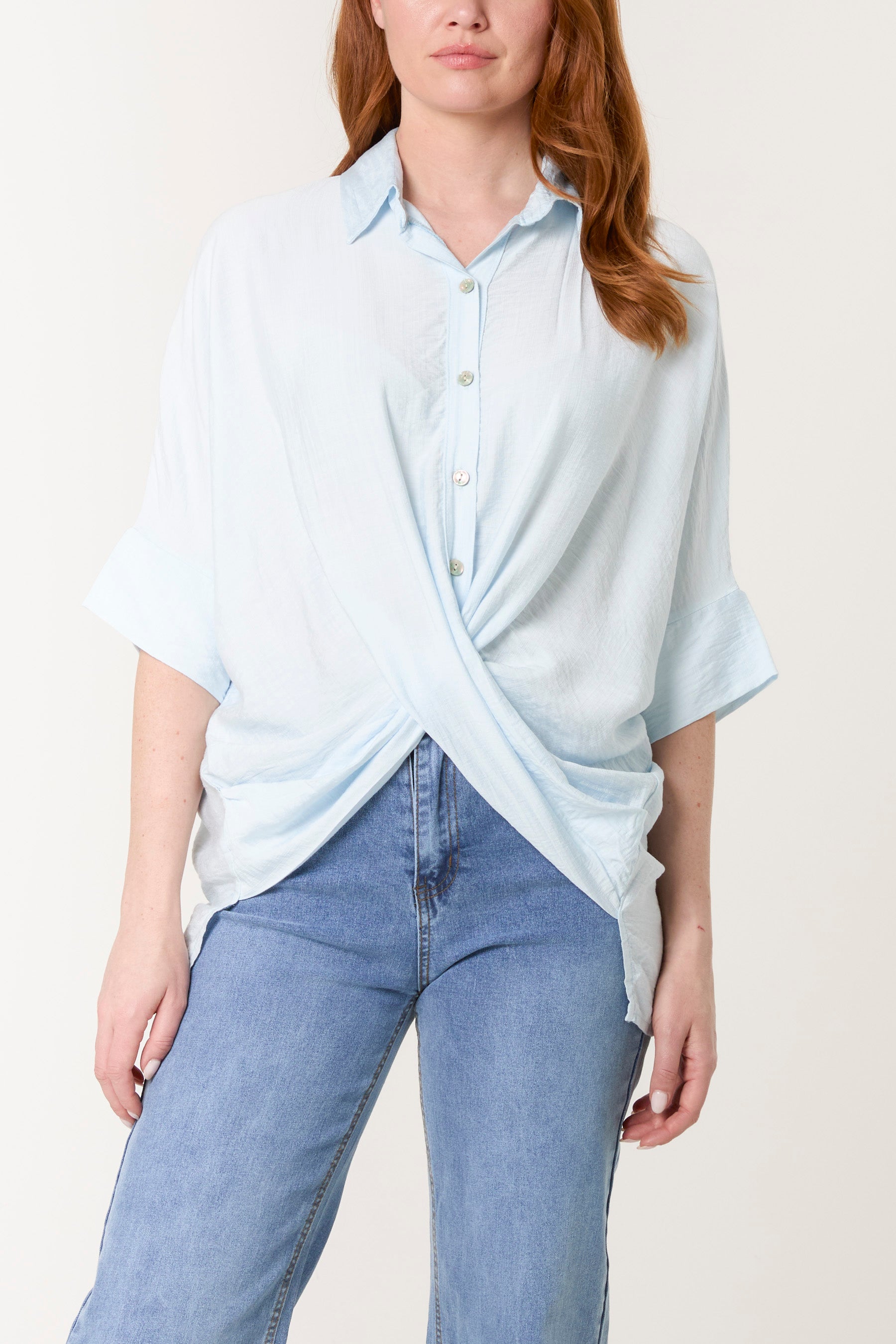 Twisted Front Shell Button Shirt