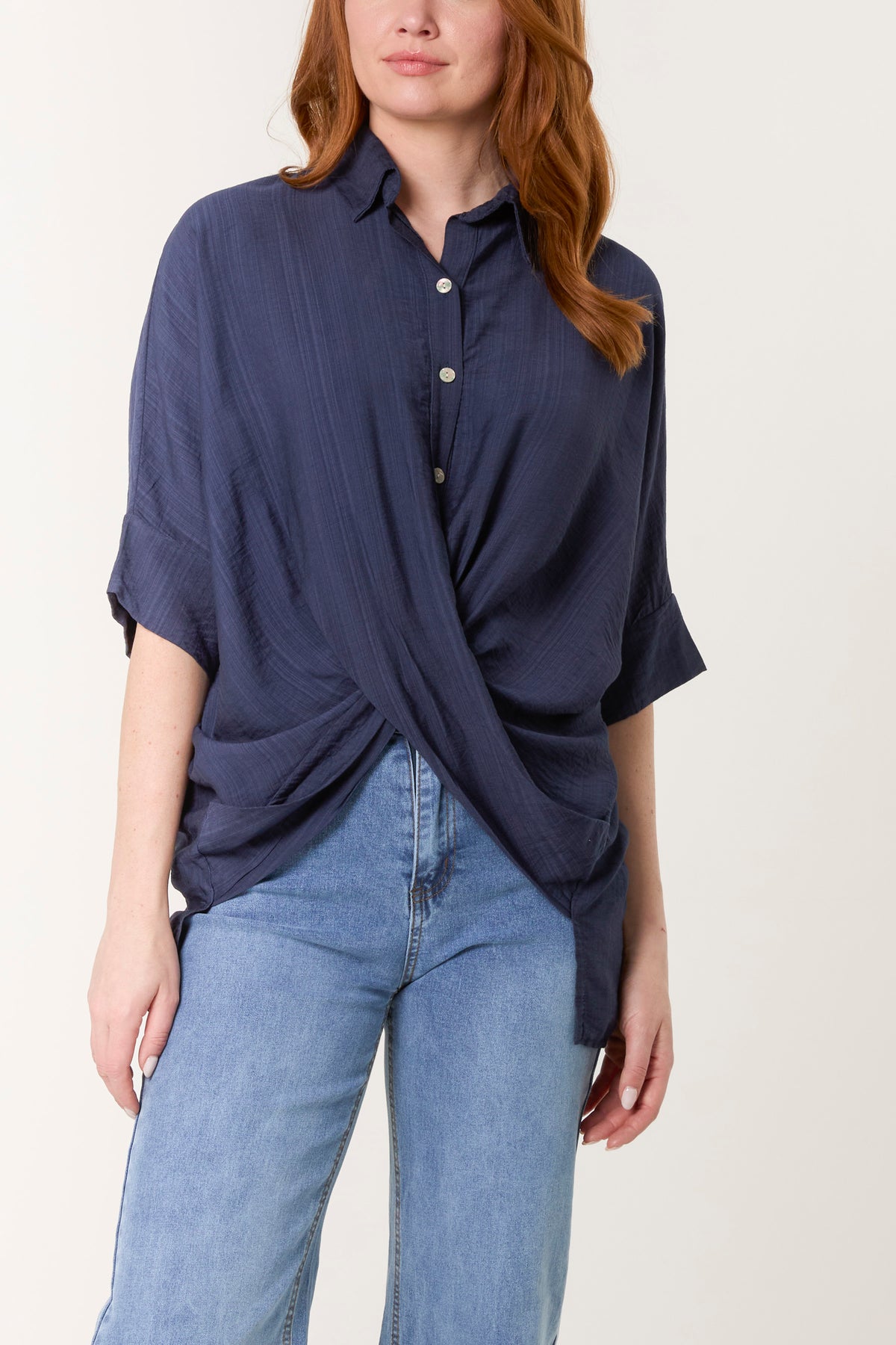 Twisted Front Shell Button Shirt