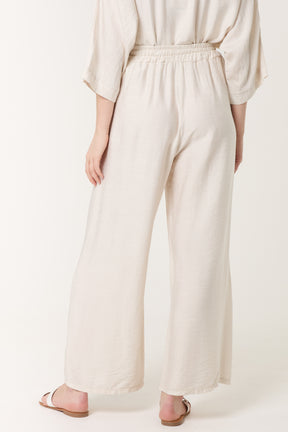 Elastic Waist Pocket Wide Leg Trousers