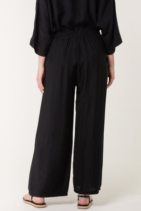 Elastic Waist Pocket Wide Leg Trousers