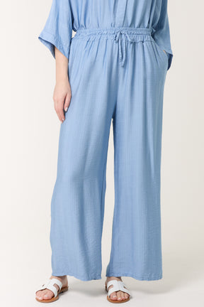 Elastic Waist Pocket Wide Leg Trousers