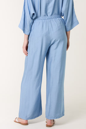 Elastic Waist Pocket Wide Leg Trousers