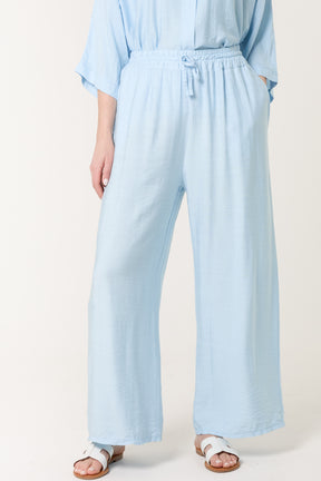 Elastic Waist Pocket Wide Leg Trousers