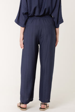 Elastic Waist Pocket Wide Leg Trousers