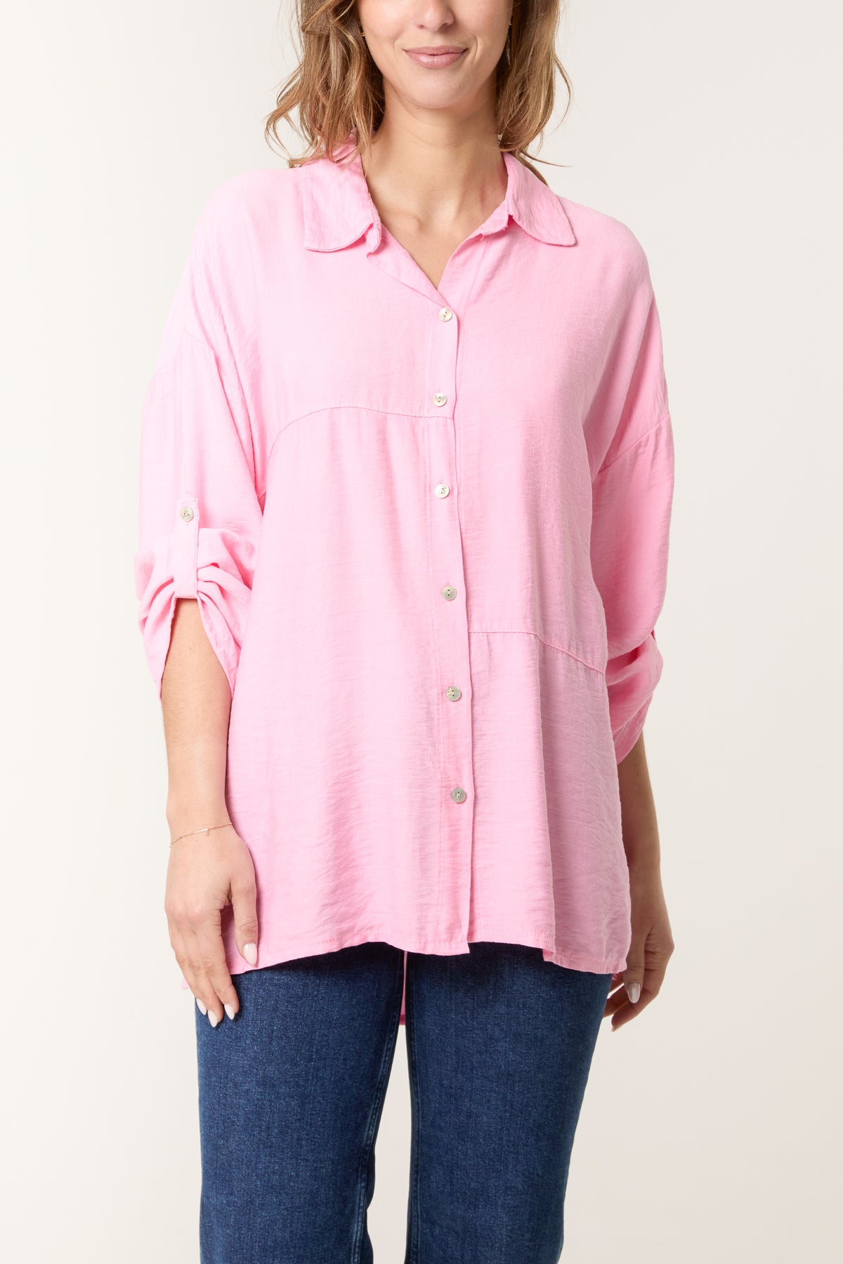 Roll Sleeve Shell Button Shirt