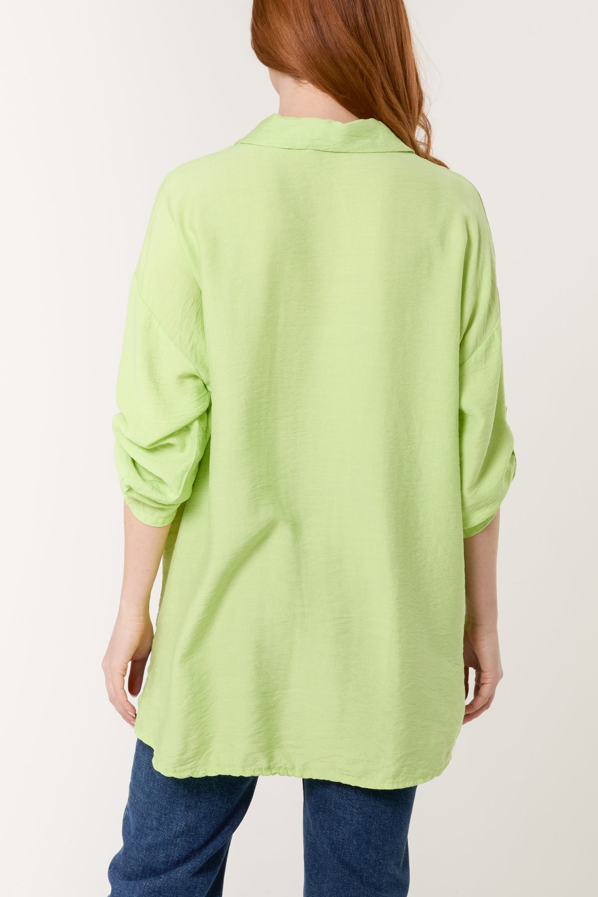 Collar Roll Sleeve Shell Button Shirt