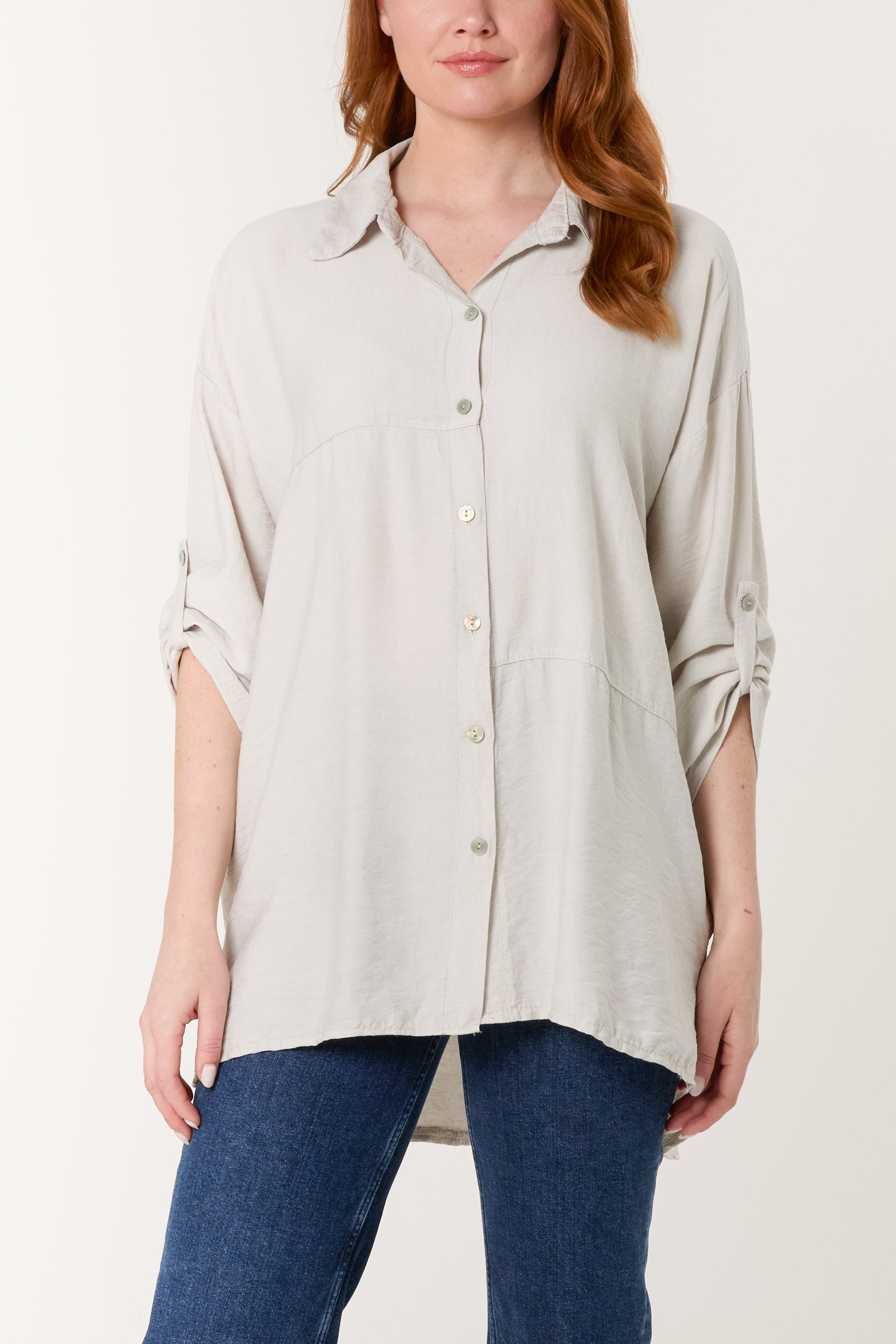 Roll Sleeve Shell Button Shirt