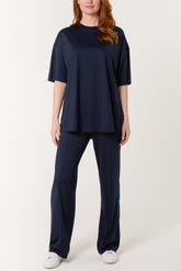 Short Sleeve Top Crease Trouser Set