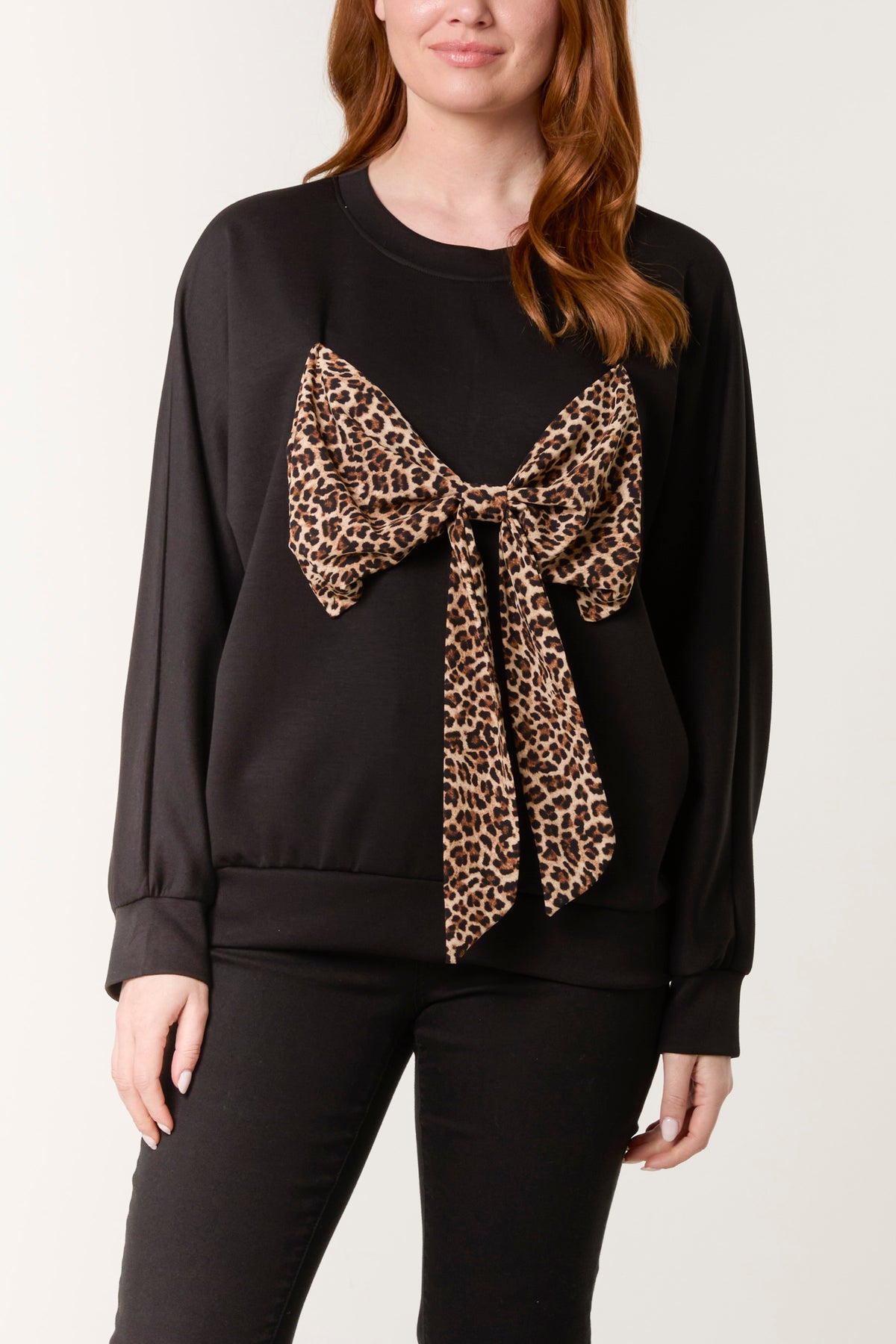 Leopard Print Bow Sweatshirt