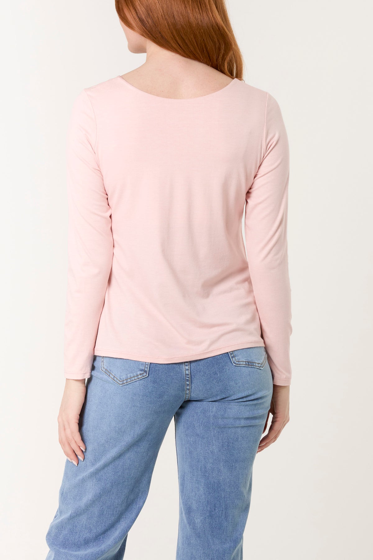 Basic V-Neck Stretch Long Sleeve Top