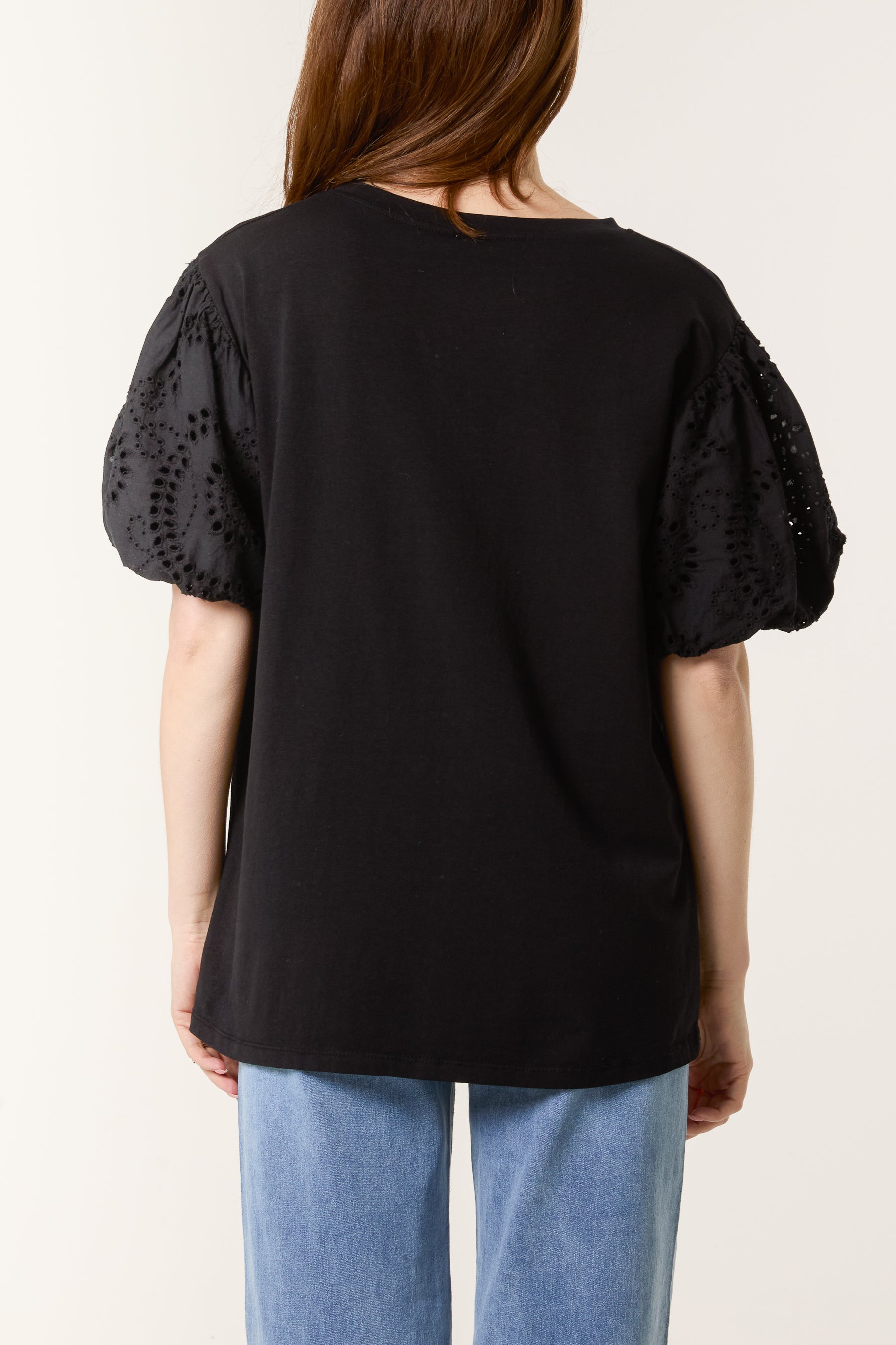 Broderie Anglaise Balloon Sleeve Top