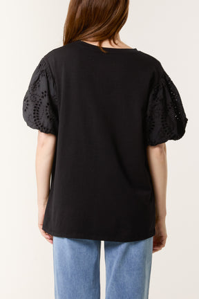 Broderie Anglaise Balloon Sleeve Top