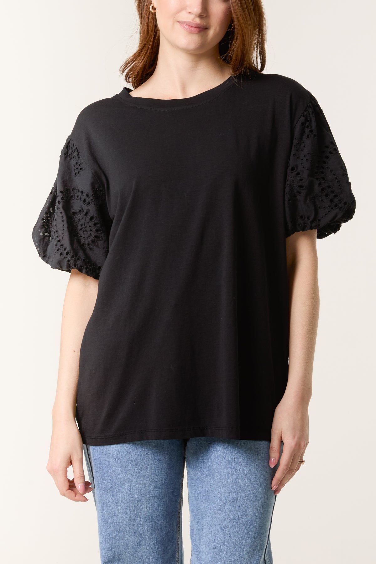 Broderie Anglaise Balloon Sleeve Top