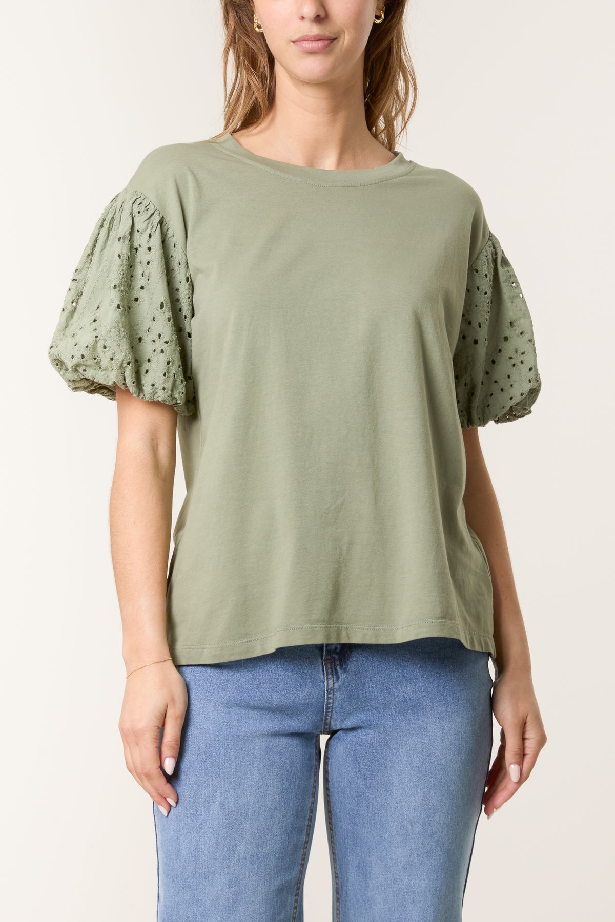 Broderie Anglaise Balloon Sleeve Top