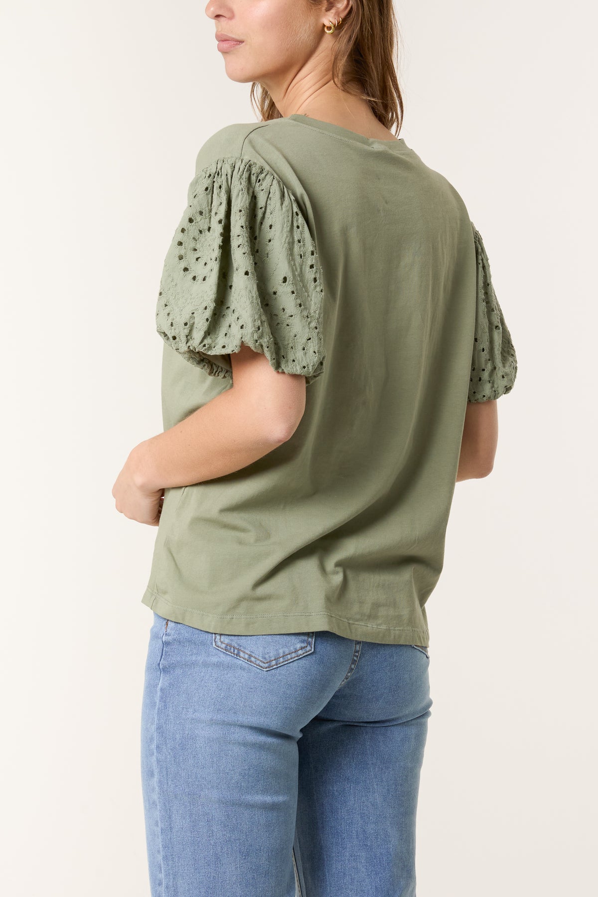 Broderie Anglaise Balloon Sleeve Top