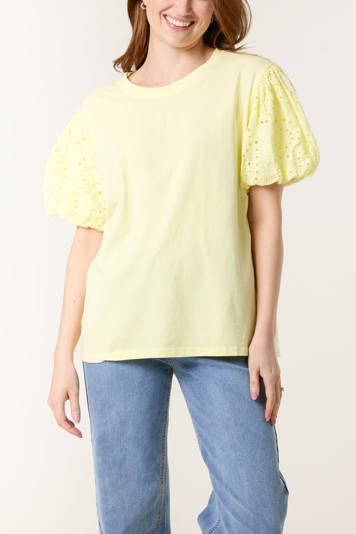 Broderie Anglaise Balloon Sleeve Top