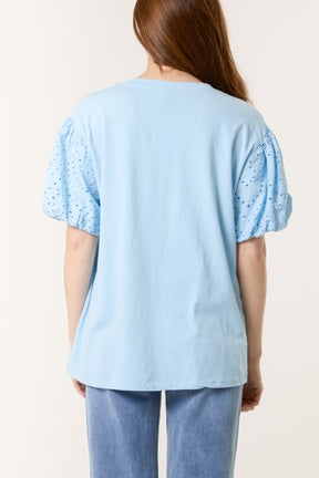 Broderie Anglaise Balloon Sleeve Top