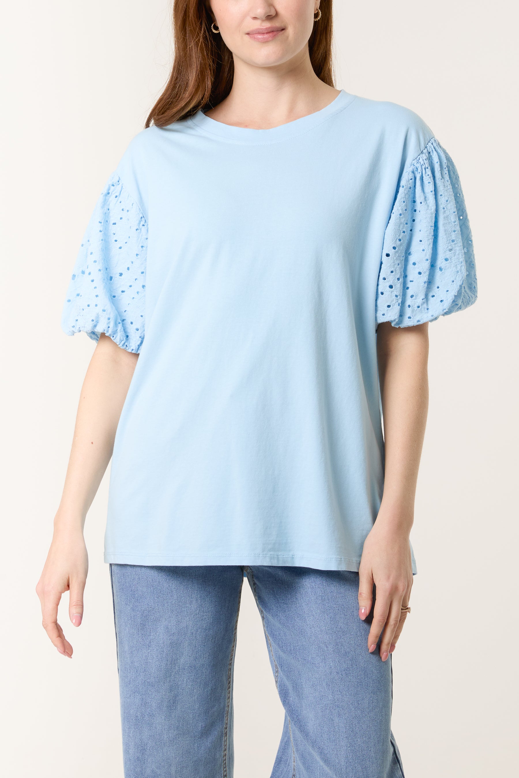 Broderie Anglaise Balloon Sleeve Top