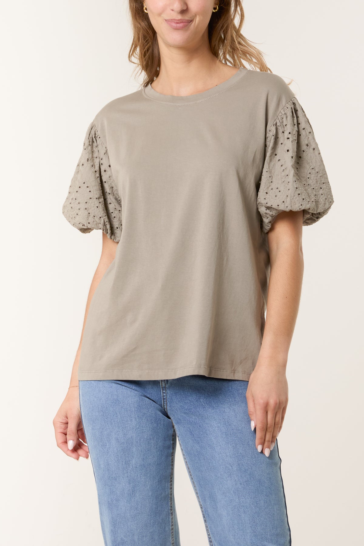 Broderie Anglaise Balloon Sleeve Top