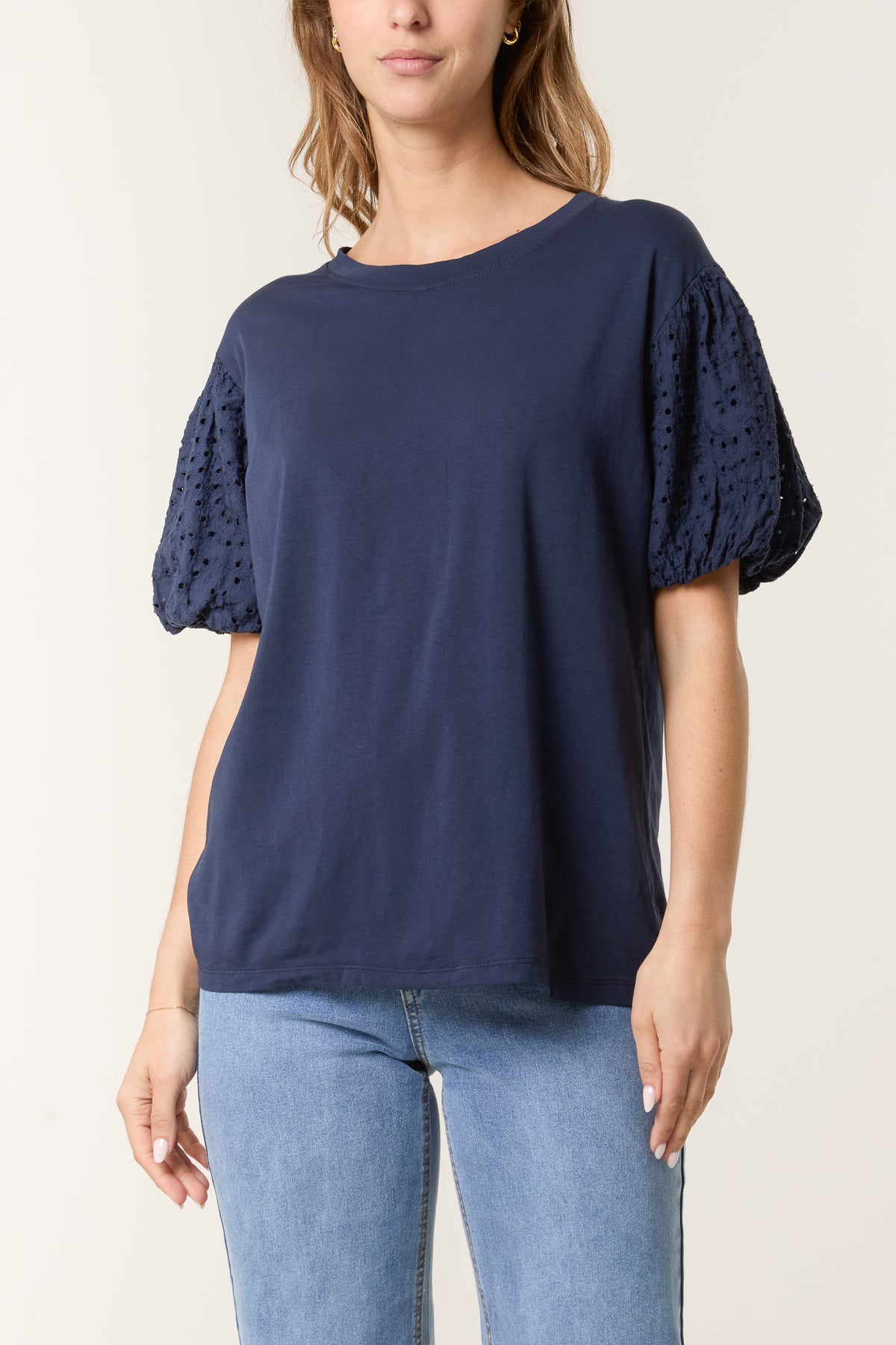 Broderie Anglaise Balloon Sleeve Top