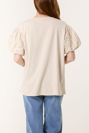 Broderie Anglaise Balloon Sleeve Top