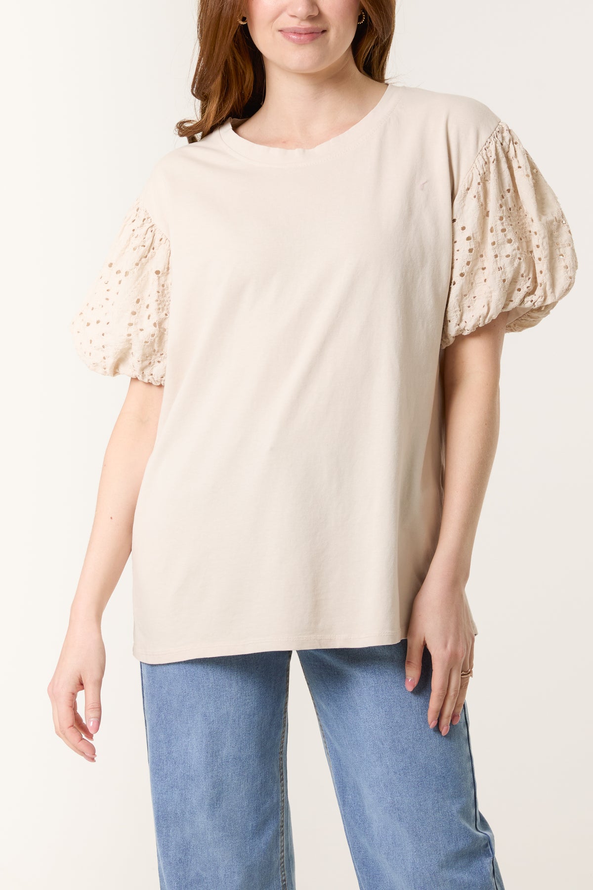 Broderie Anglaise Balloon Sleeve Top