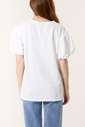 Broderie Anglaise Balloon Sleeve Top