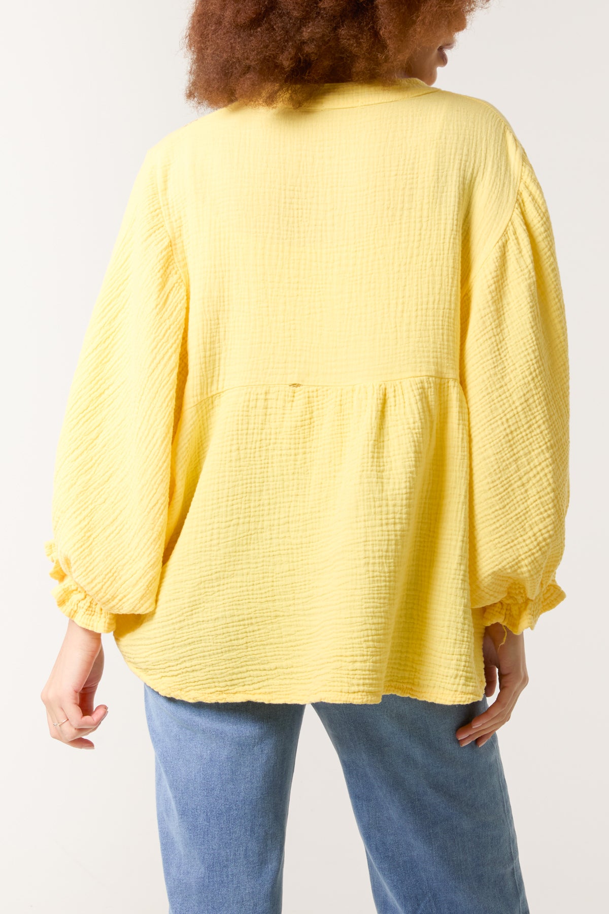 Gold Broderie Anglaise Cheesecloth Blouse