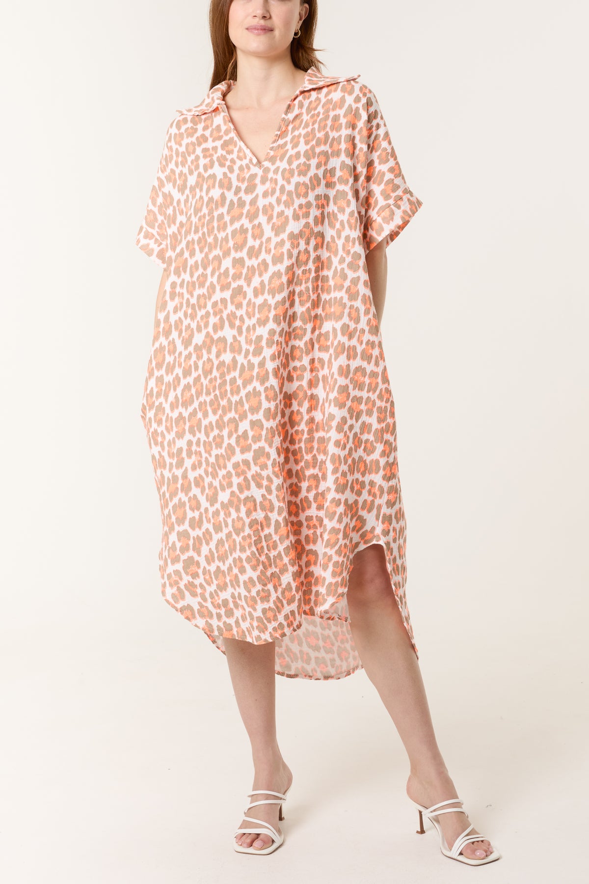 Animal Print Cheesecloth Midi Dress