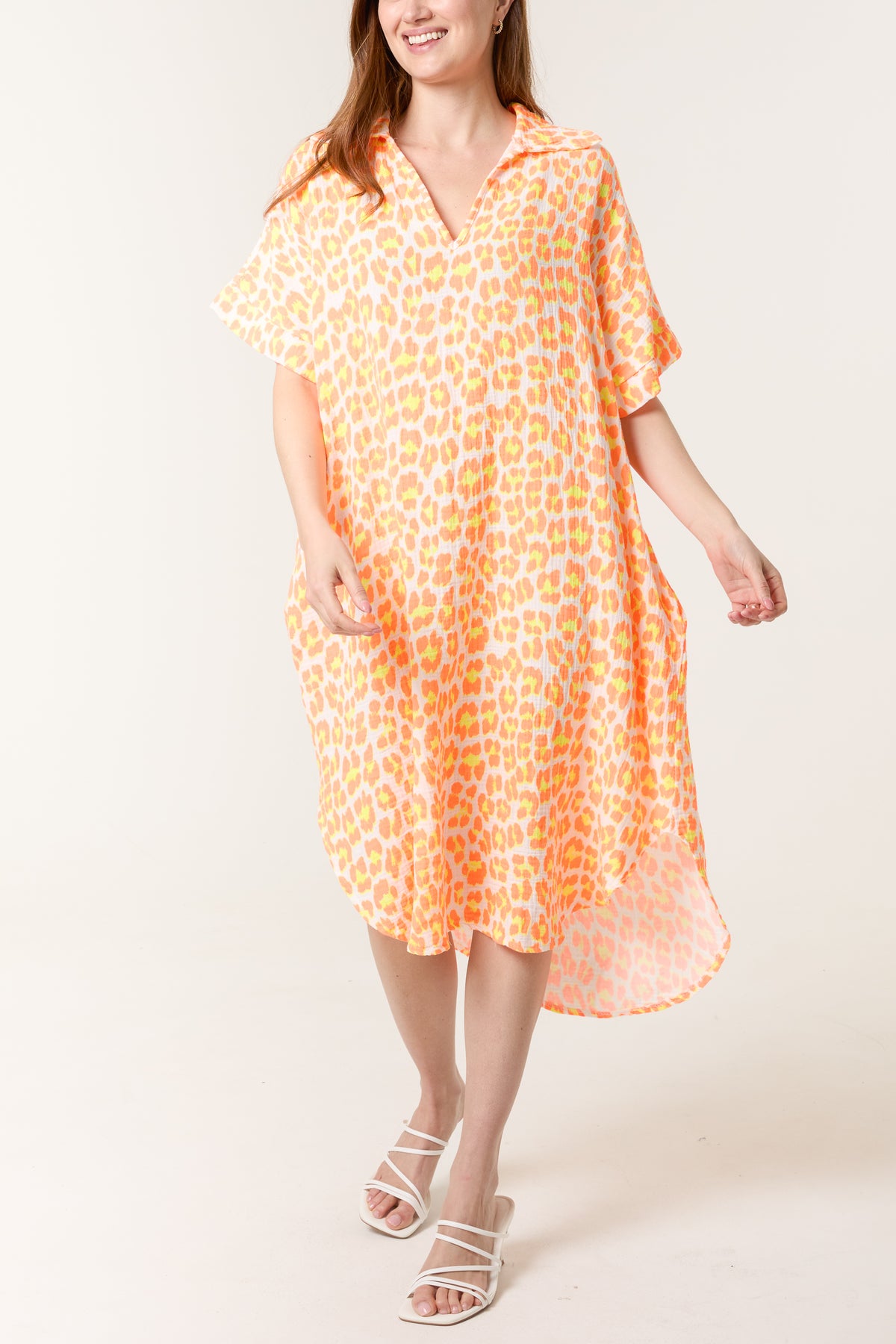 Animal Print Cheesecloth Midi Dress