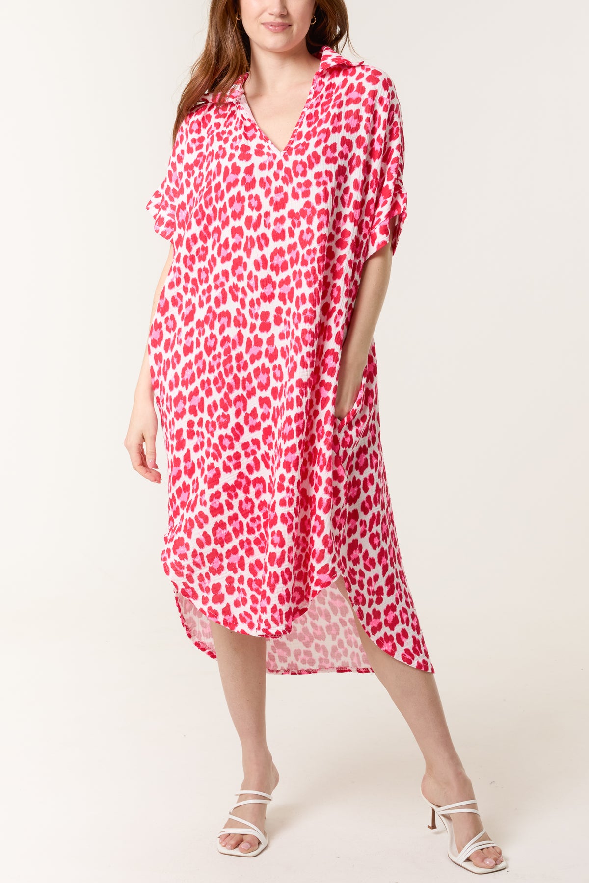 Animal Print Cheesecloth Midi Dress