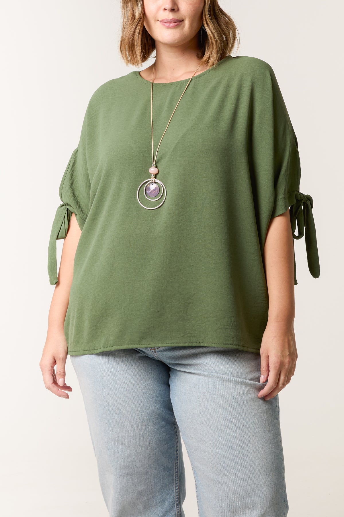 Necklace Bow Sleeve Blouse