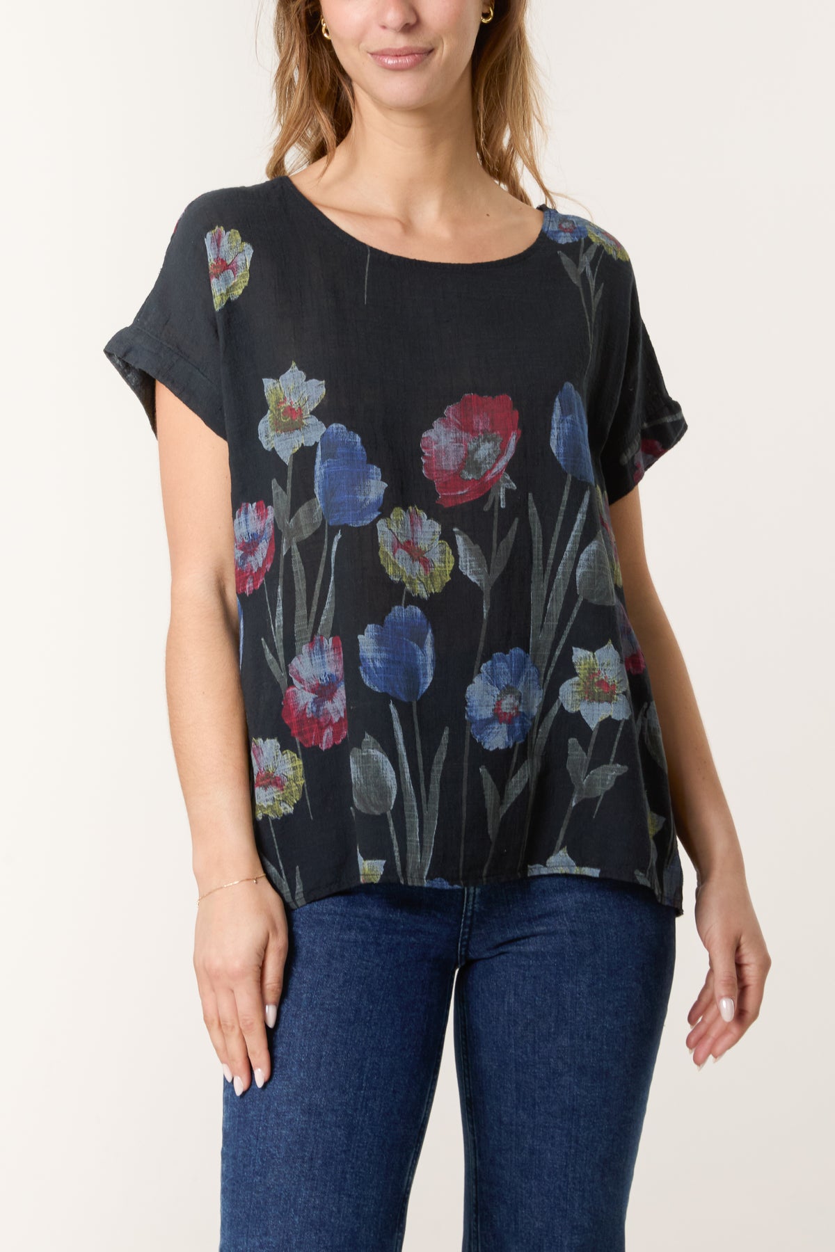 Poppies Short Sleeve Cotton Top