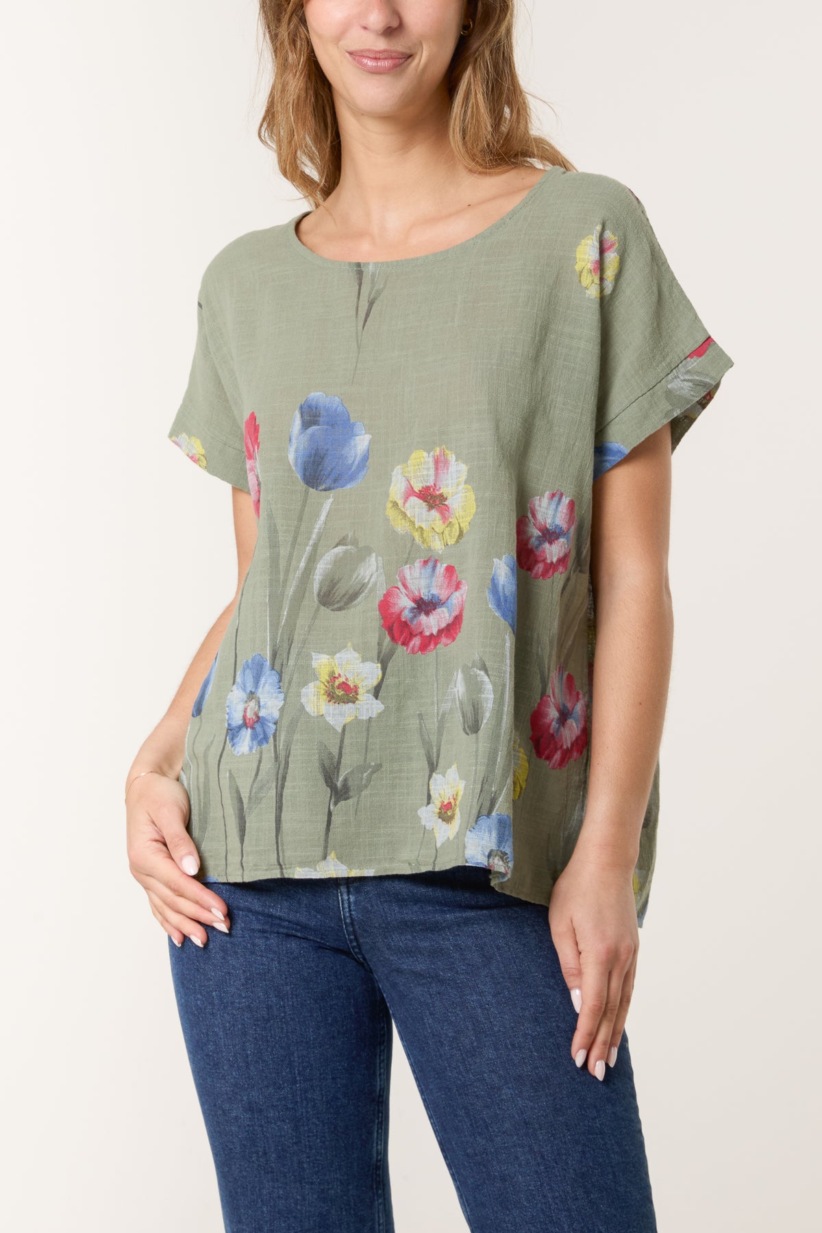 Poppies Short Sleeve Cotton Top