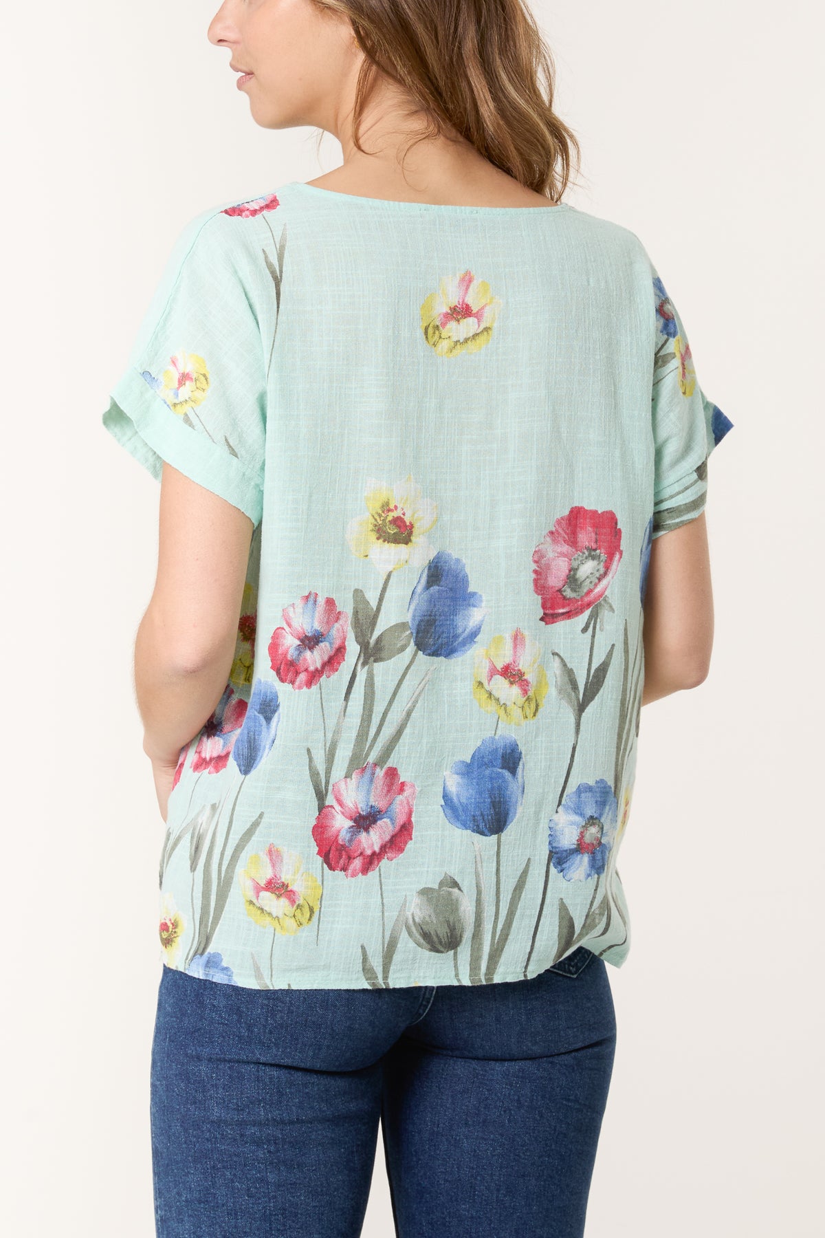 Poppies Short Sleeve Cotton Top