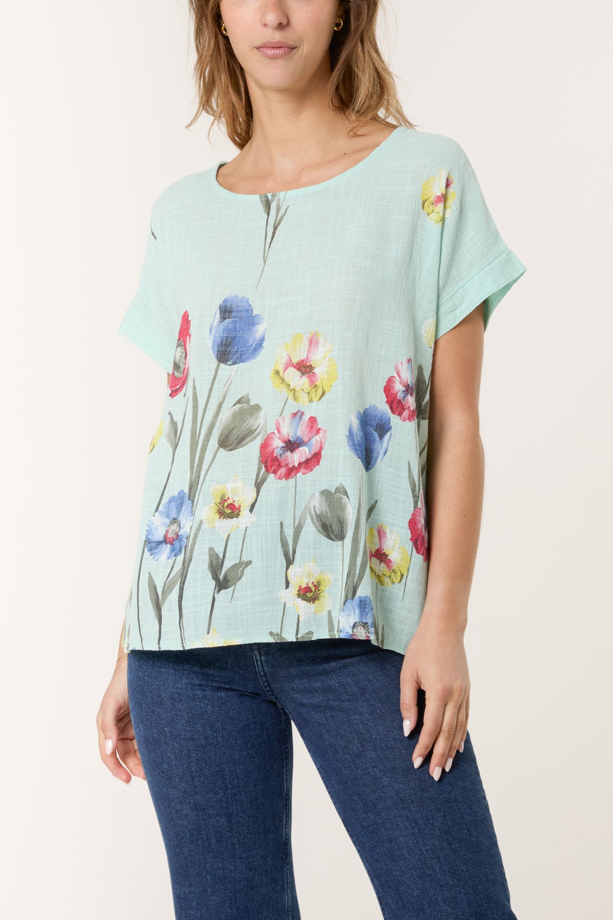 Poppies Short Sleeve Cotton Top