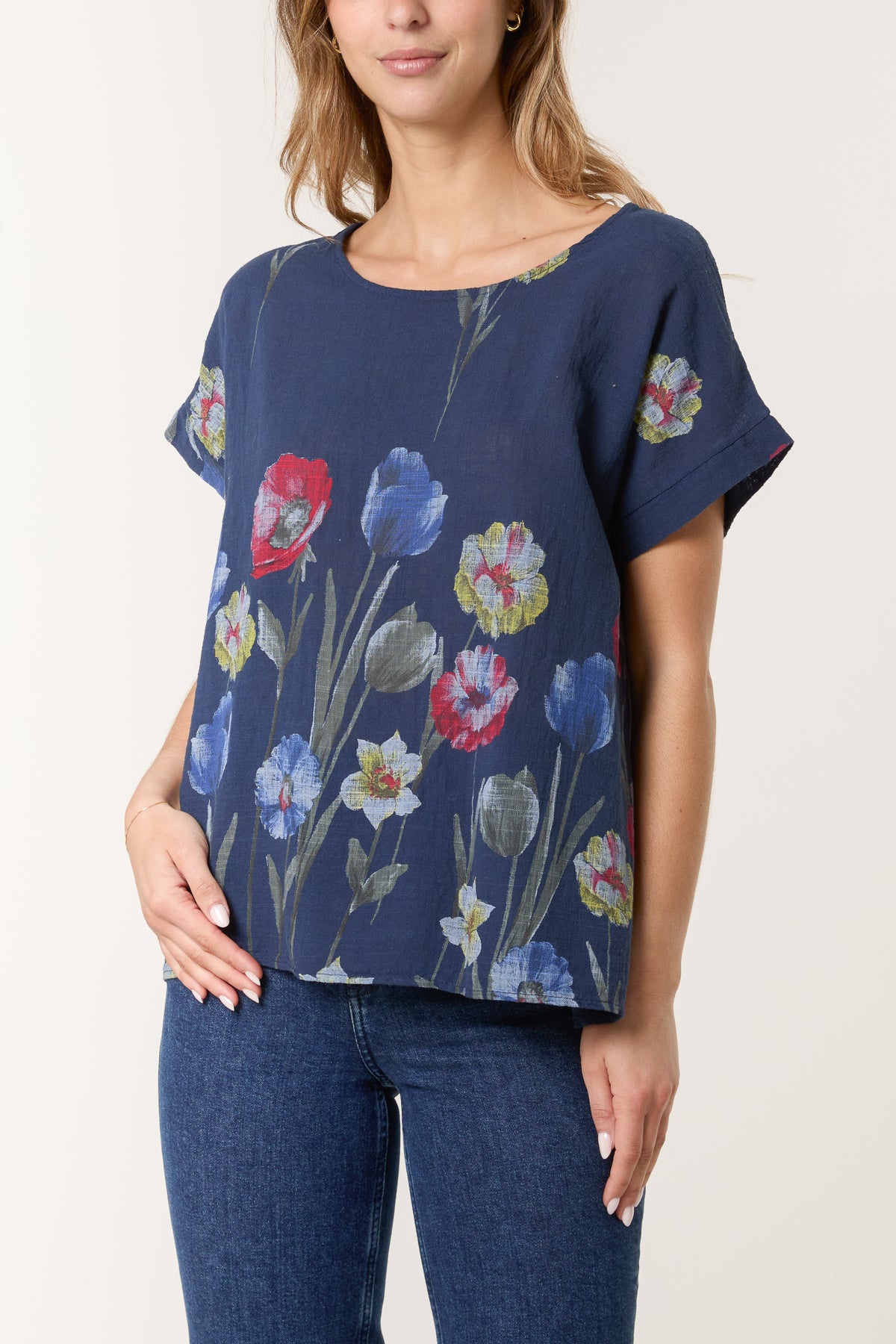 Poppies Short Sleeve Cotton Top