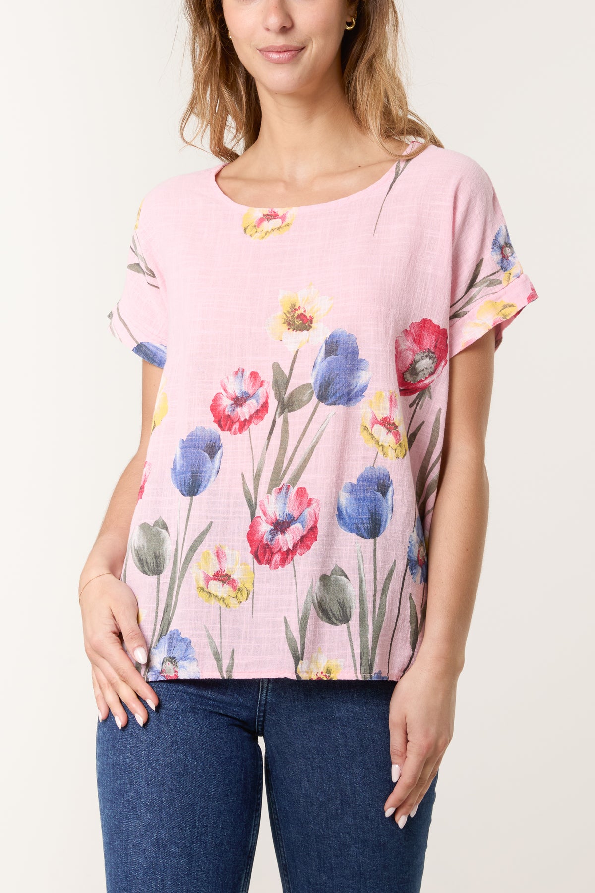 Poppies Short Sleeve Cotton Top