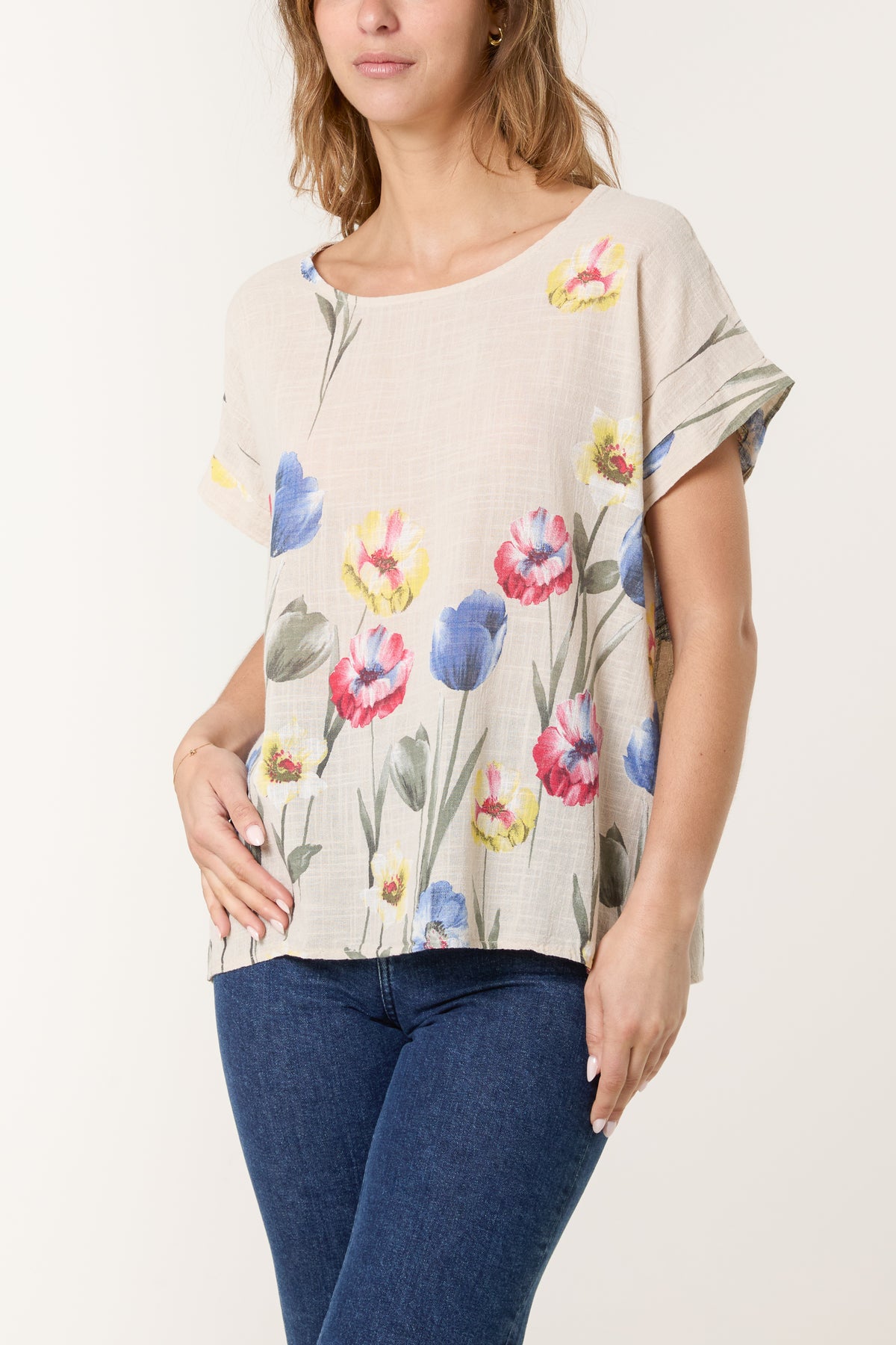 Poppies Short Sleeve Cotton Top