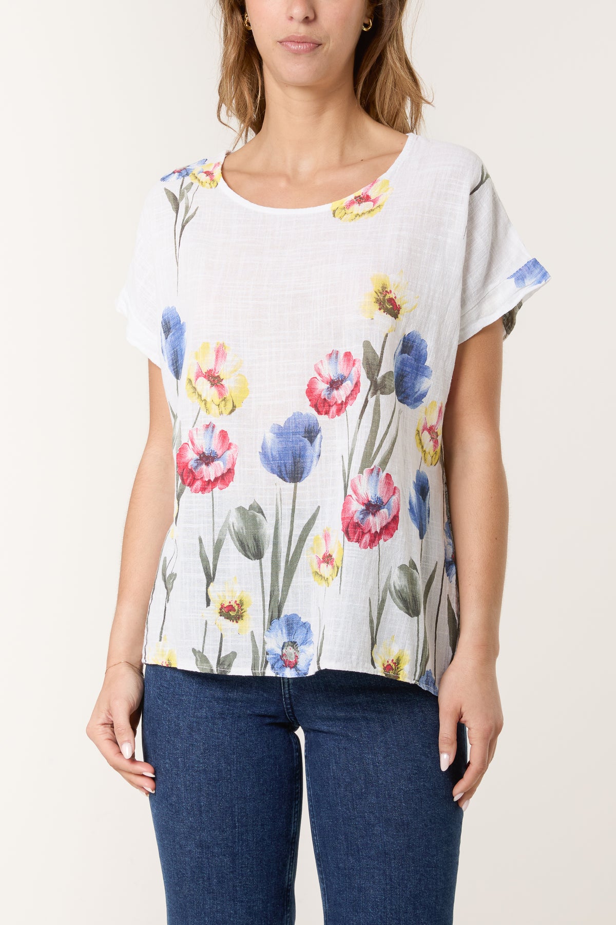 Poppies Short Sleeve Cotton Top