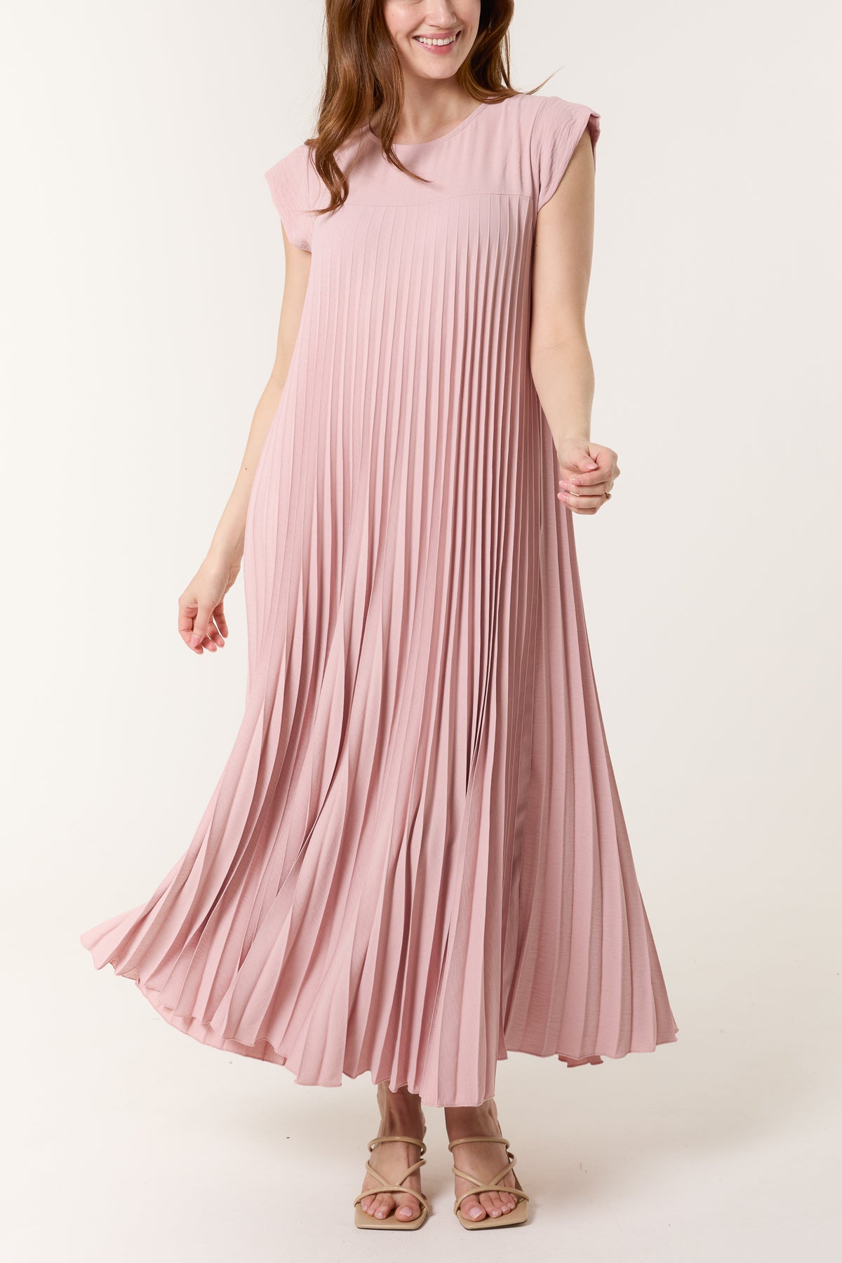 Cap Sleeve Pleated Maxi Dress