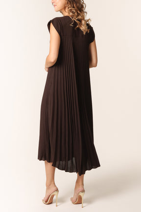 Cap Sleeve Pleated Maxi Dress