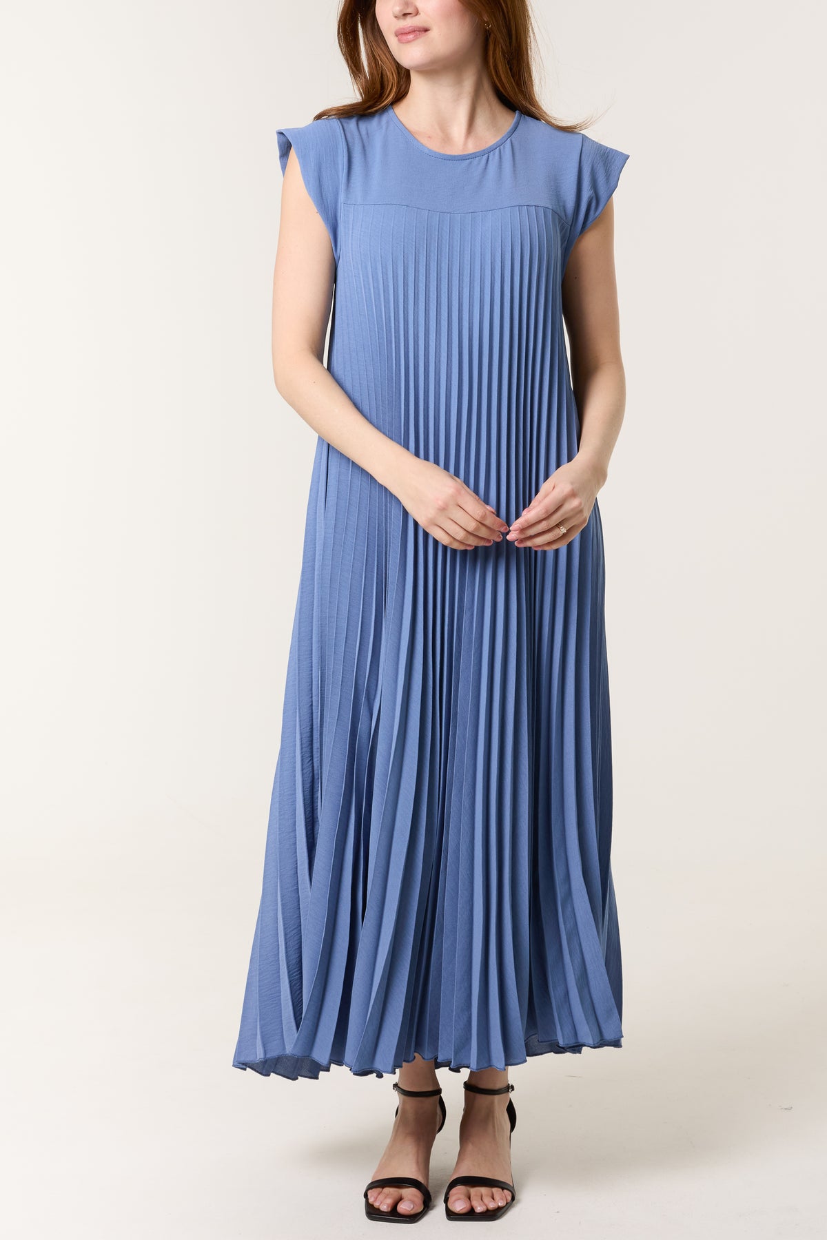 Cap Sleeve Pleated Maxi Dress