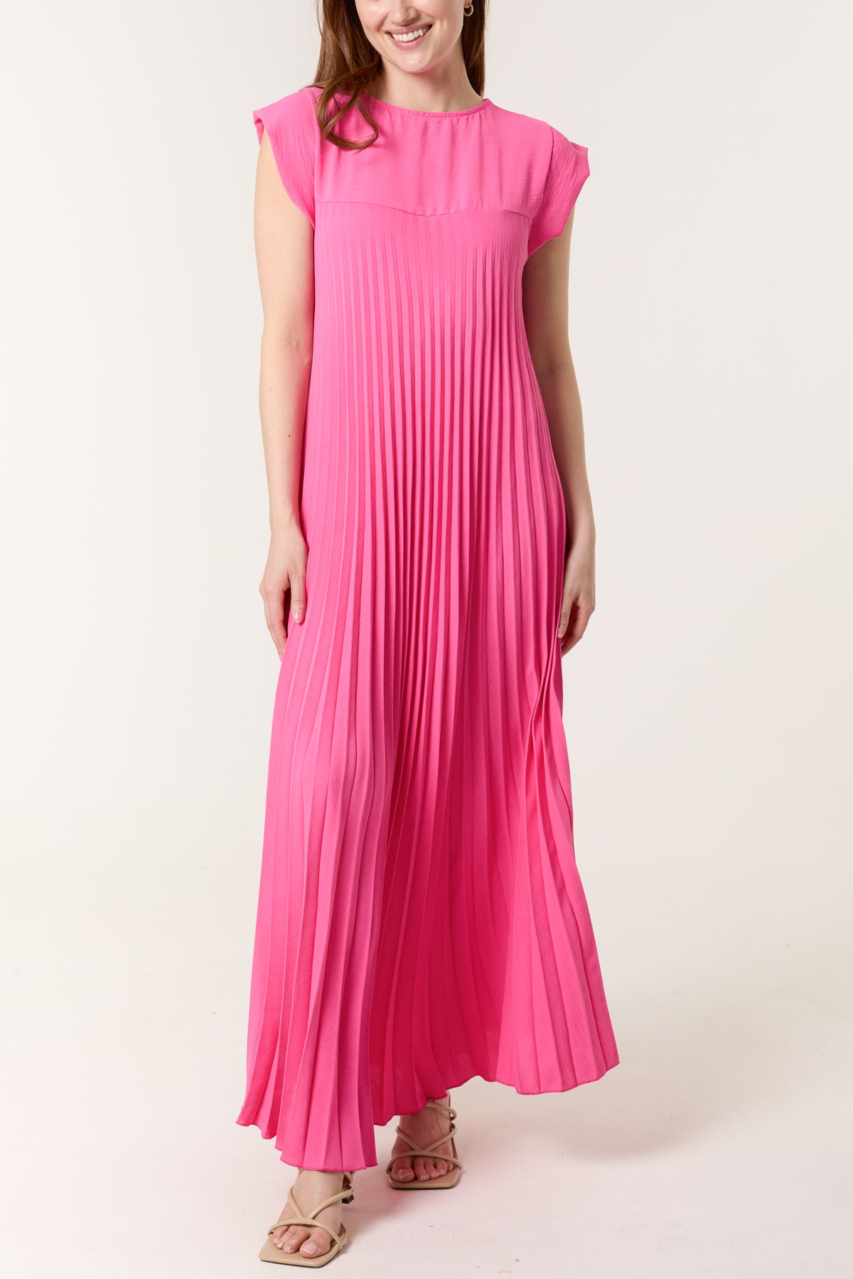 Cap Sleeve Pleated Maxi Dress