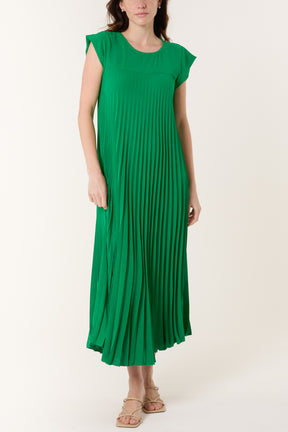 Cap Sleeve Pleated Maxi Dress