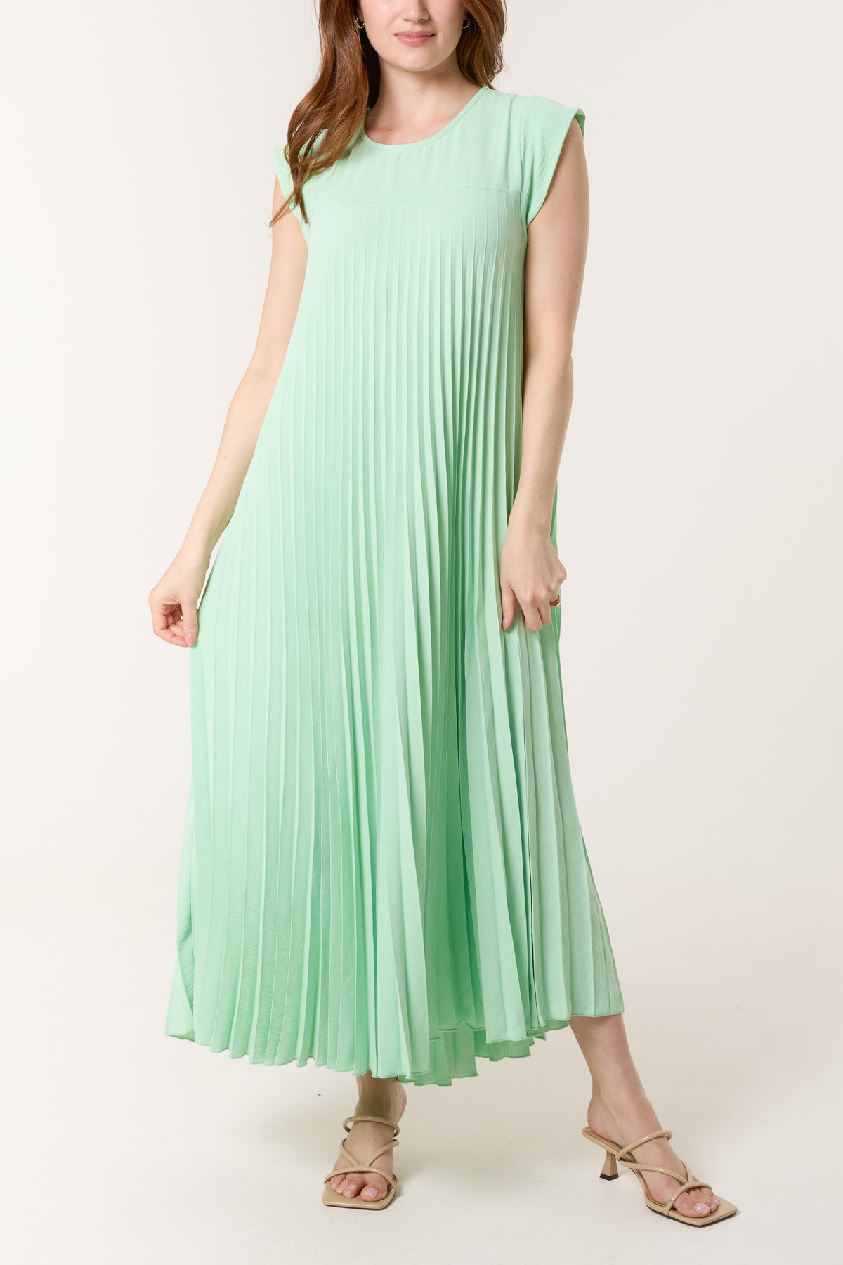 Cap Sleeve Pleated Maxi Dress