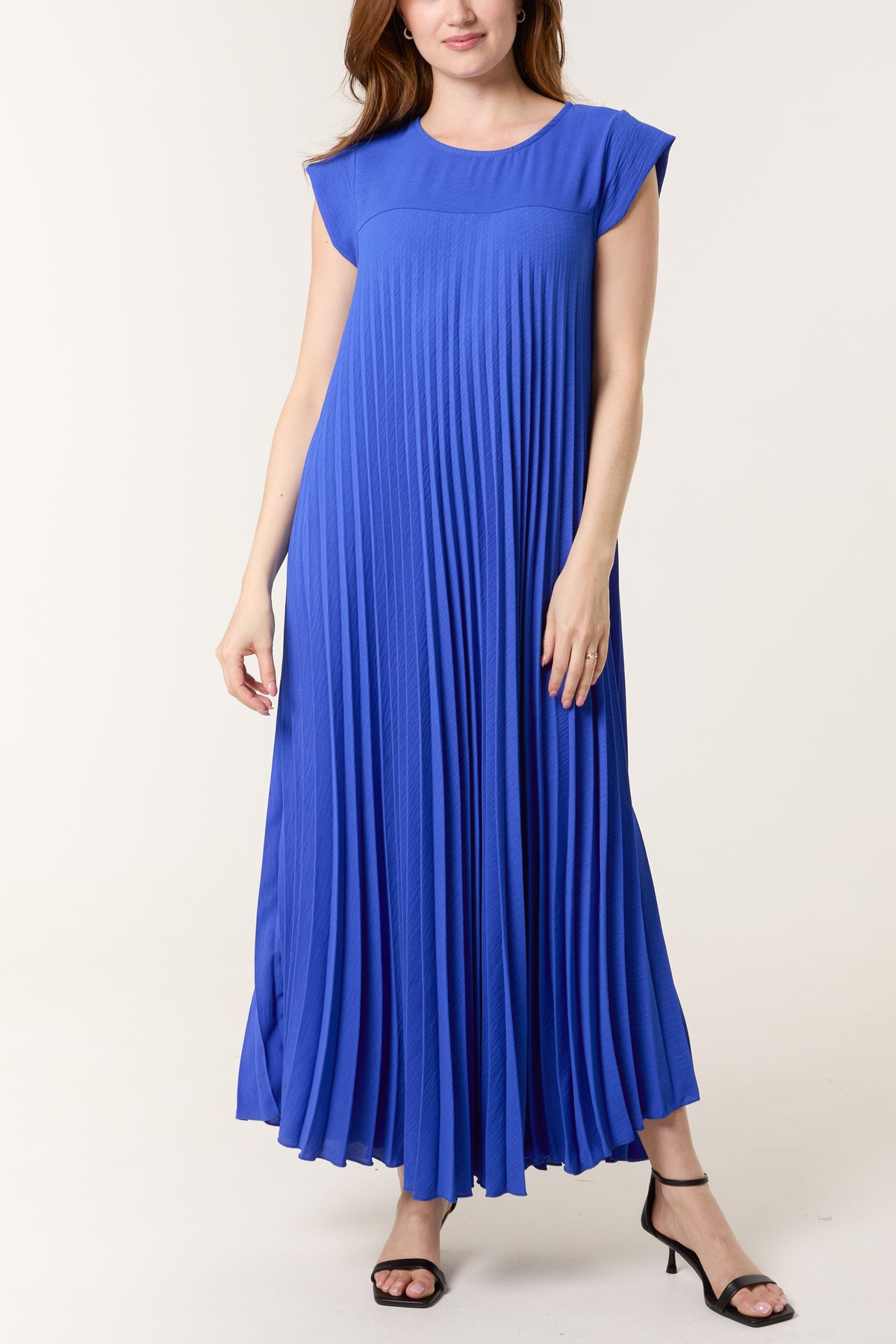 Cap Sleeve Pleated Maxi Dress