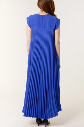 Cap Sleeve Pleated Maxi Dress