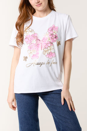 Floral Butterfly Short Sleeve T-Shirt