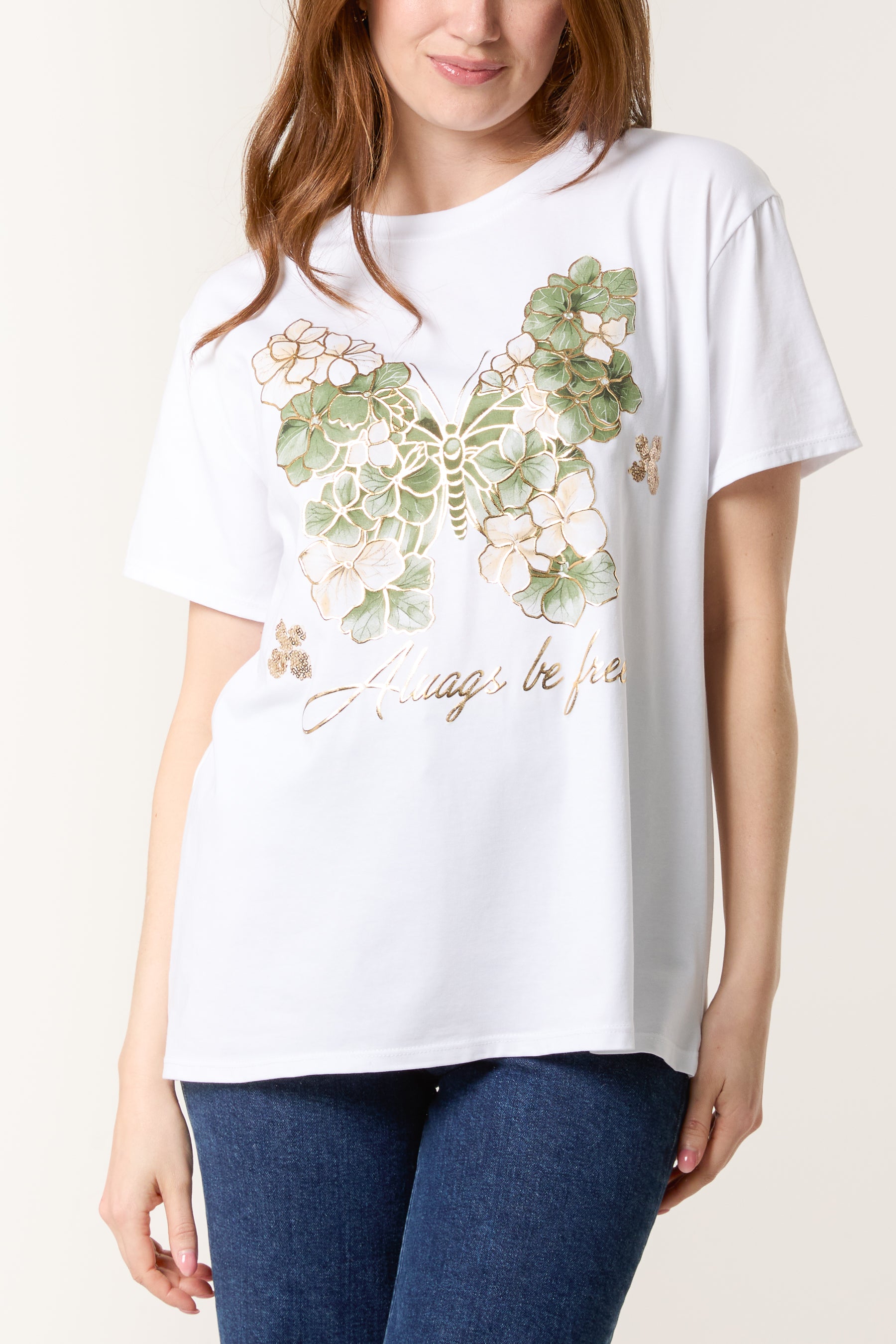 Floral Butterfly Short Sleeve T-Shirt